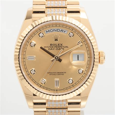 rolex day-date wrist watch 128238a k18|Rolex diamond watch 18 ct.